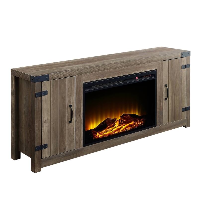 58-60" Fireplace TV Stand for 55-65" TVs w/ 18-23" Insert Farmhouse/Modern/Rustic Barn/Glass Doors Espresso/Grey/Brown/White Oak