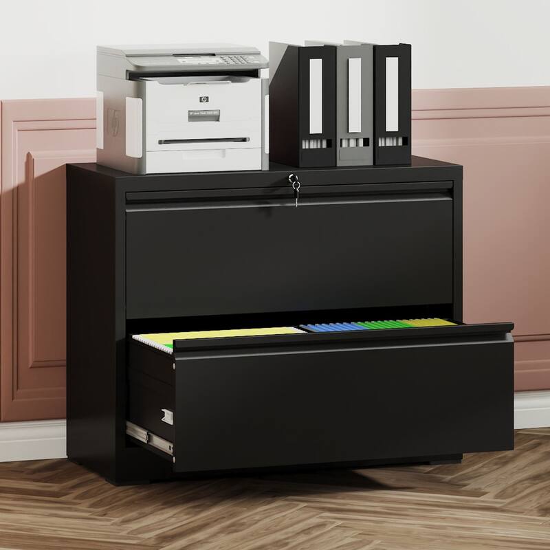 2 Drawer Lateral File Cabinet with Lock