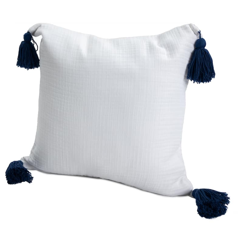 Sevita Solid Tasseled Turkish Cotton Throw Pillow