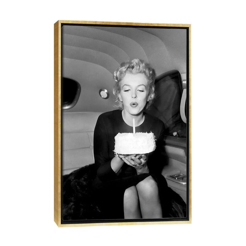 iCanvas "Marilyn Monroe Birthday Party In Car" by Radio Days Framed - Gold - 26x18