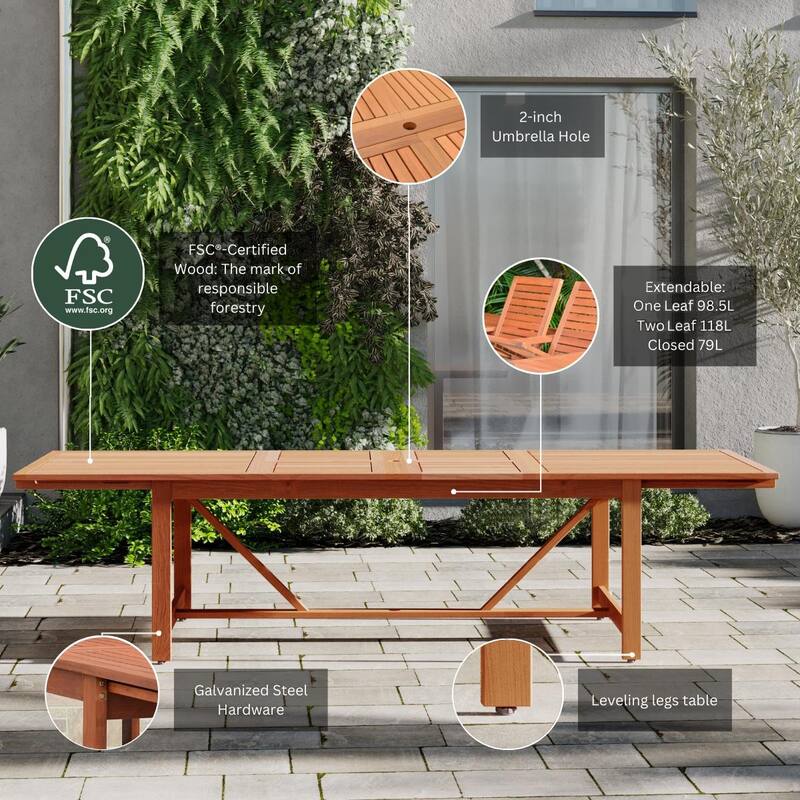 Amazonia Megan 9 piece Patio Dining Wood Set - 9 Piece