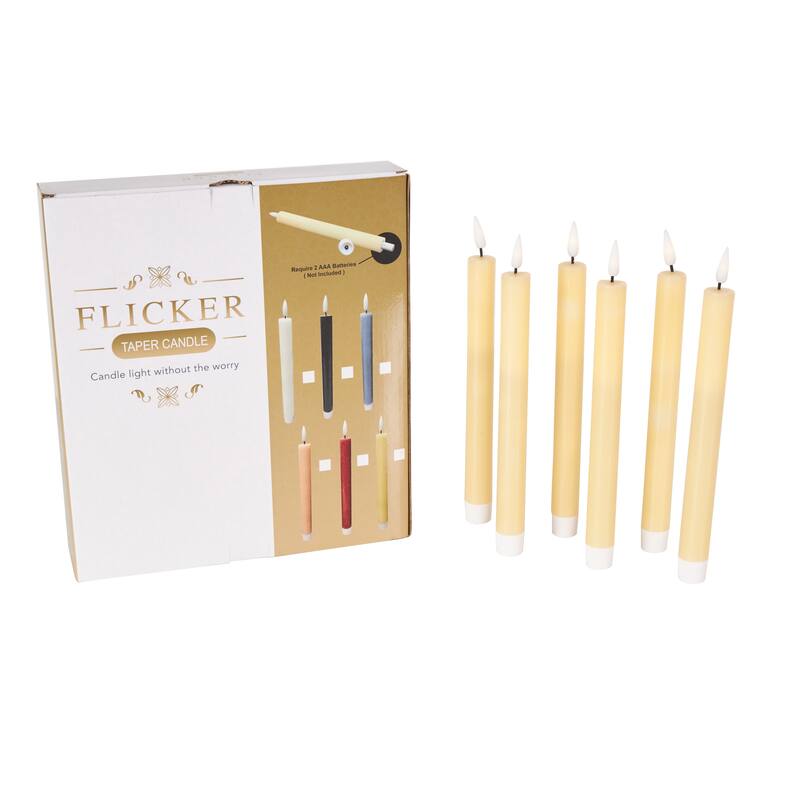 Wax Flameless Candle with Remote Control - Set of 6 Red, Black, White, Yellow, Blue or Pink - Roche River Decor - Yellow
