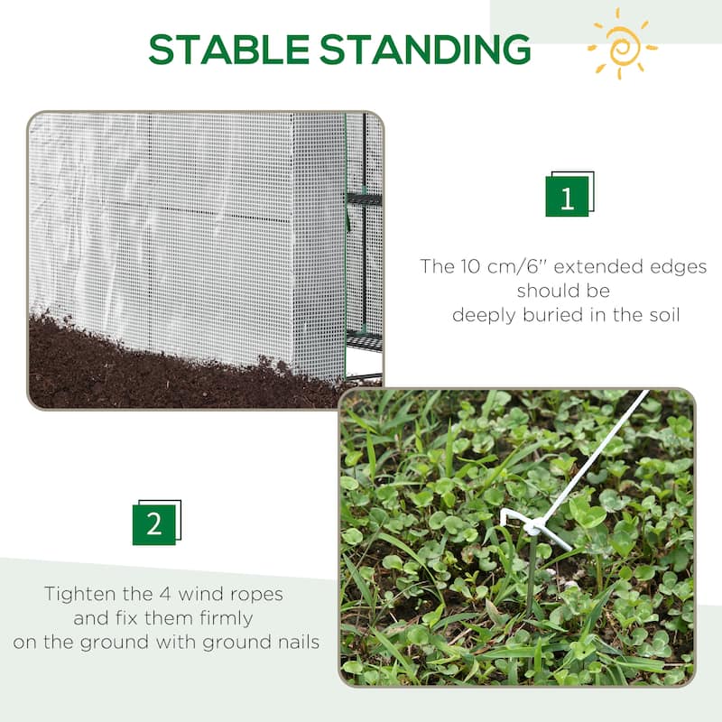 Outsunny 47" x 73"x 75" Walk-in Greenhouse Outdoor Portable Plant Flower Growth Warm House Garden Tunnel Shed White