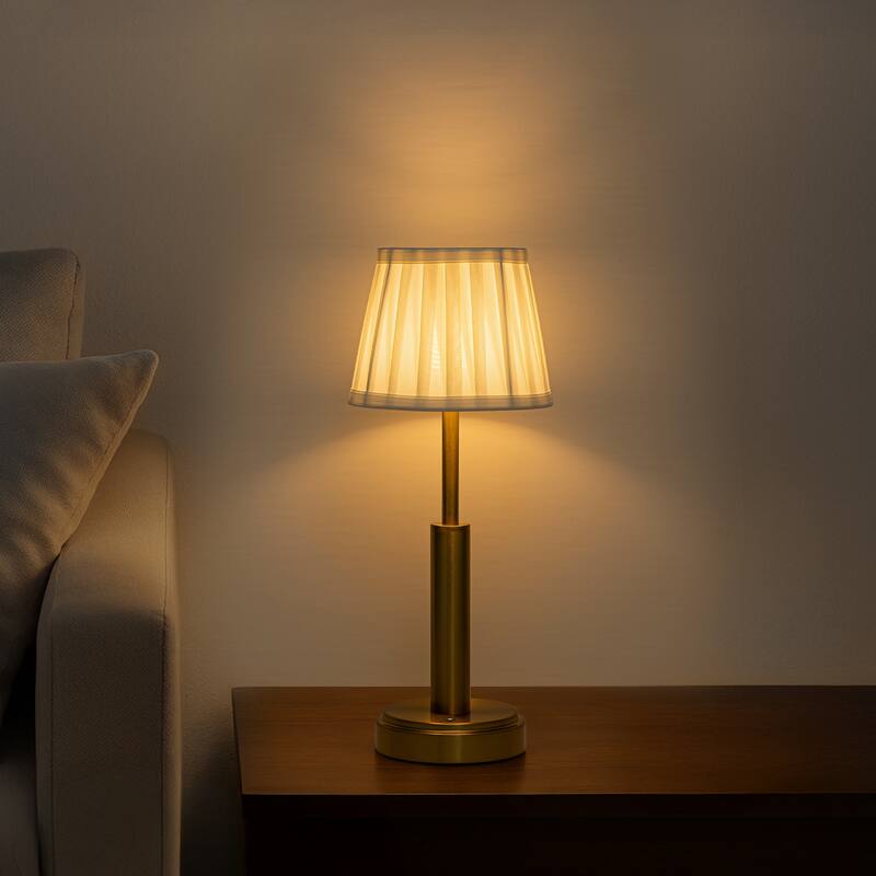 Modern Rechargeable LED Table Lamp with Fabric Shade Classic Touch Control USB Cordless Nightstand Light for Bedroom - W6''