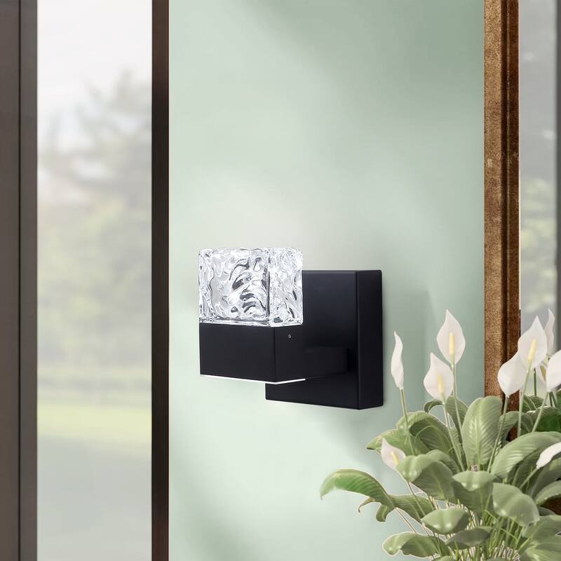 Modern Black Textured Glass LED Bathroom Vanity Light