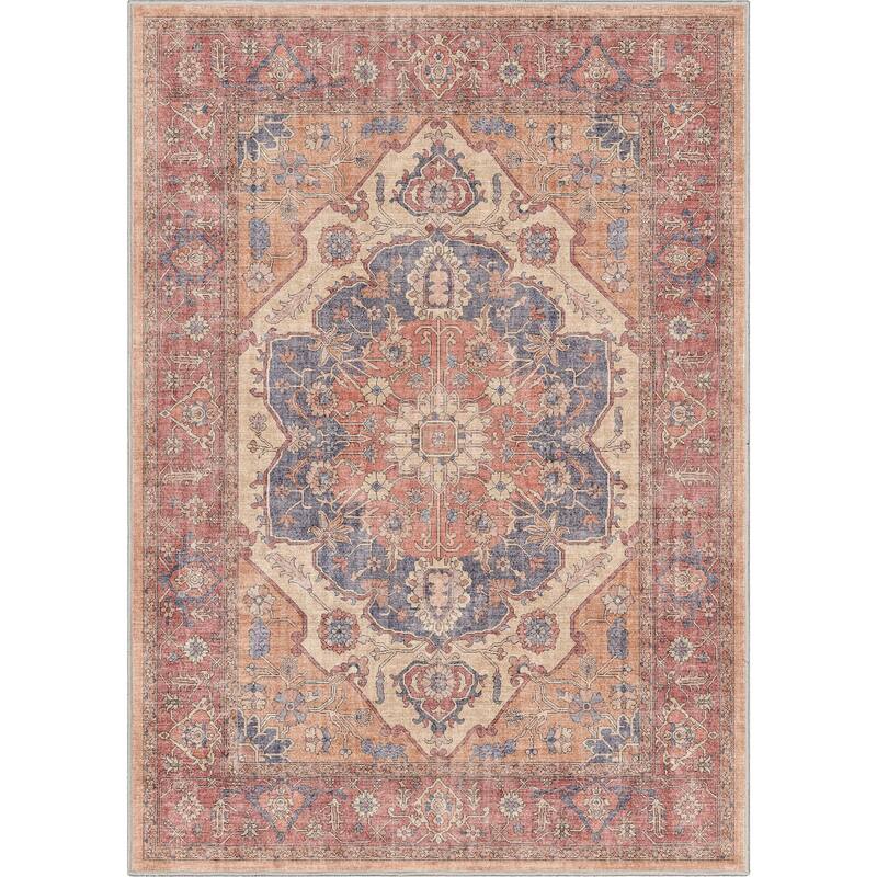 Well Woven Apollo Antigua Persian Oriental Machine Washable Area Rug - 5' 3" x 7' 3" - Red - Rectangle