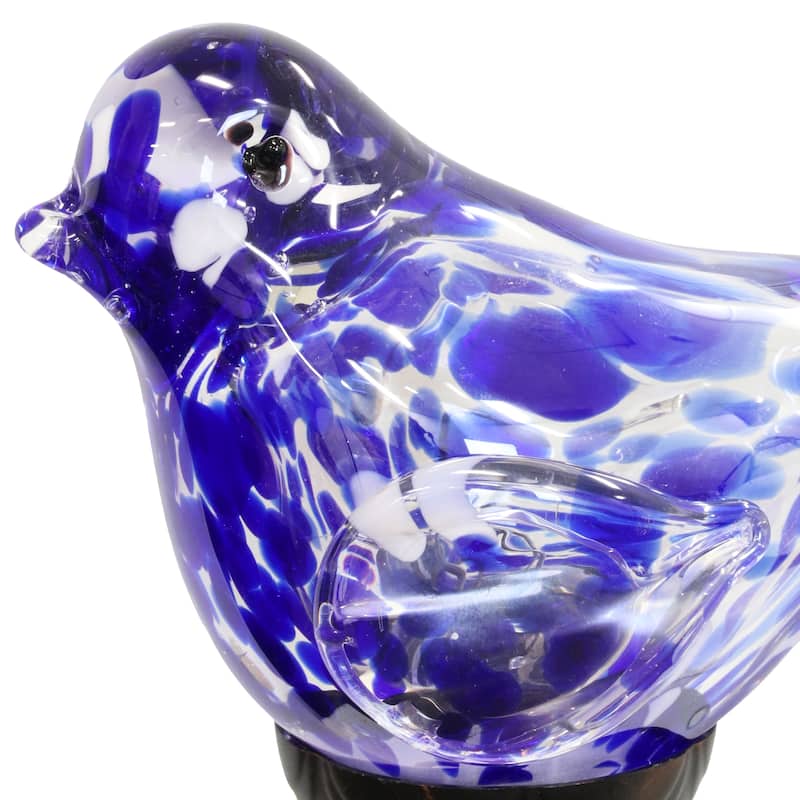 Exhart Solar Pearlized Hand Blown Glass Bird Garden Stake, 6 by 31 Inches