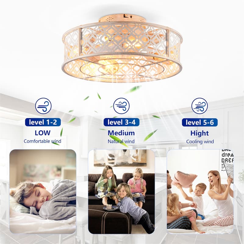 20" Flower Style Iron Ceiling Fans with Remote Control, NOT Included Bulbs