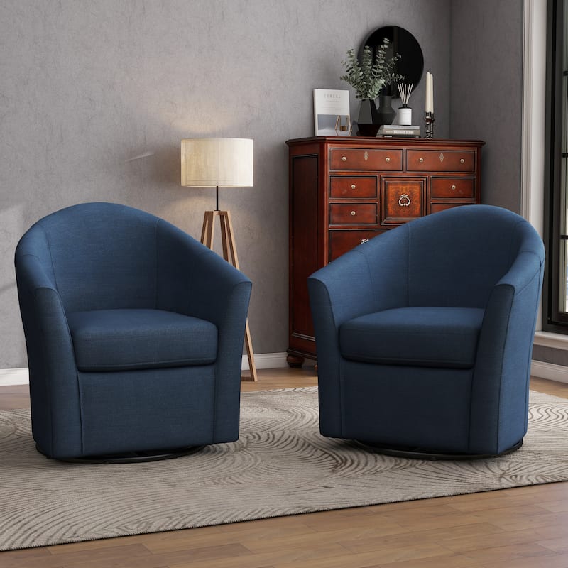 2 Set Modern Upholstered Swivel Barrel Chair Living Room Accent Chair
