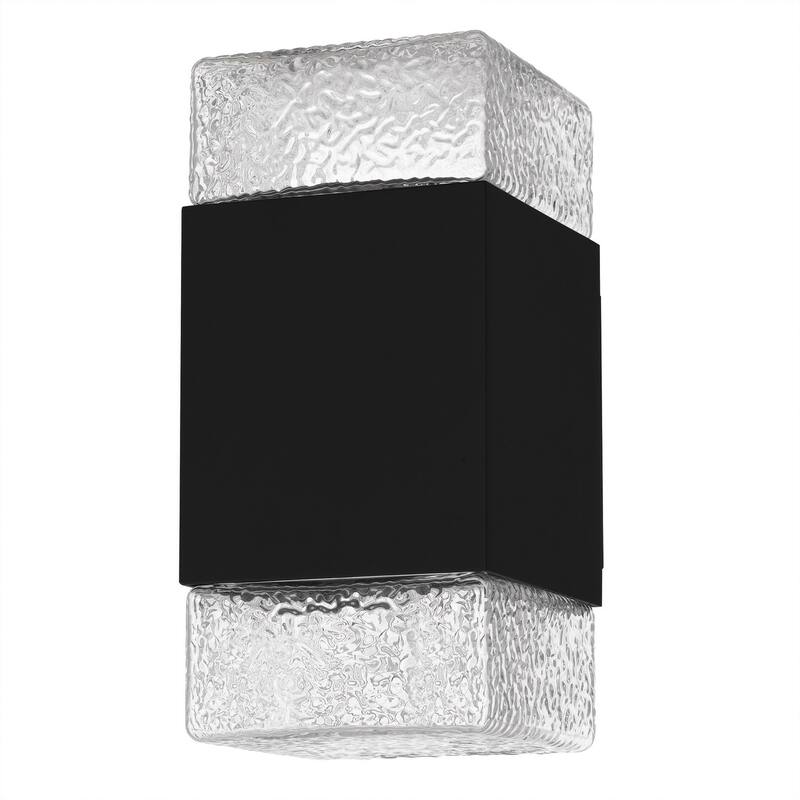 Matte Black LED Outdoor Wall Lantern from the Saxton Collection - Black