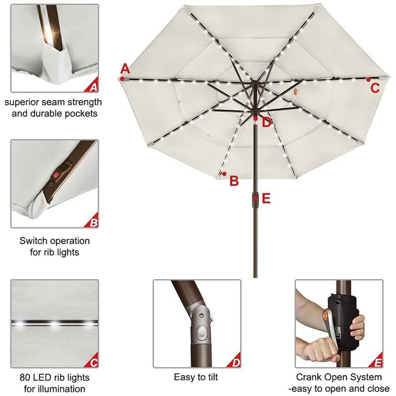Tradesparker Multicolor Sunbrella 9ft/10x6.5ft Patio Market Outdoor Table Umbrella