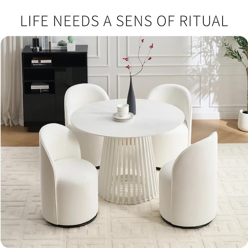 Upholstered Swivel Barrel Chair Dining Chair Side Chair