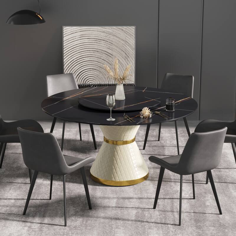 59" Round Dining Table Modern Kitchen Table for 6~8 People