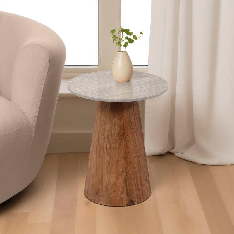 Sagebrook Home Chic Iron Marble Cylinder Coffee Table - Perfect For Home Decor
