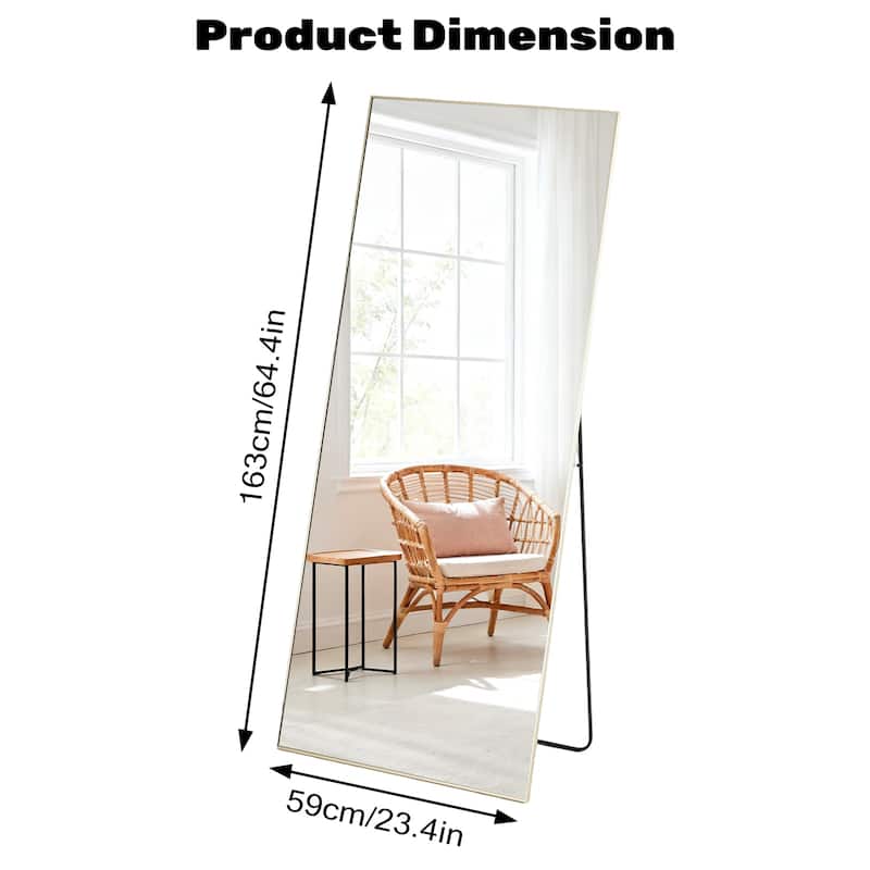 Full Length Mirror with Stand, Floor Mirror with Frame, Full Body Mirrors, Free Standing or Wall-Mounted Mirrors for Living Room