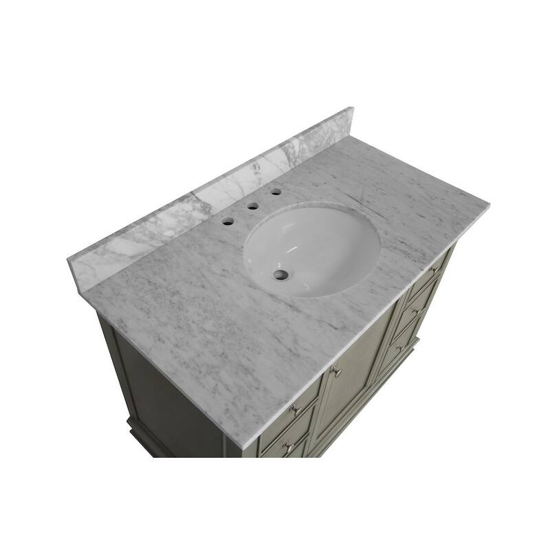 KitchenBathCollection Bella 42" Bathroom Vanity with Carrara Marble Top