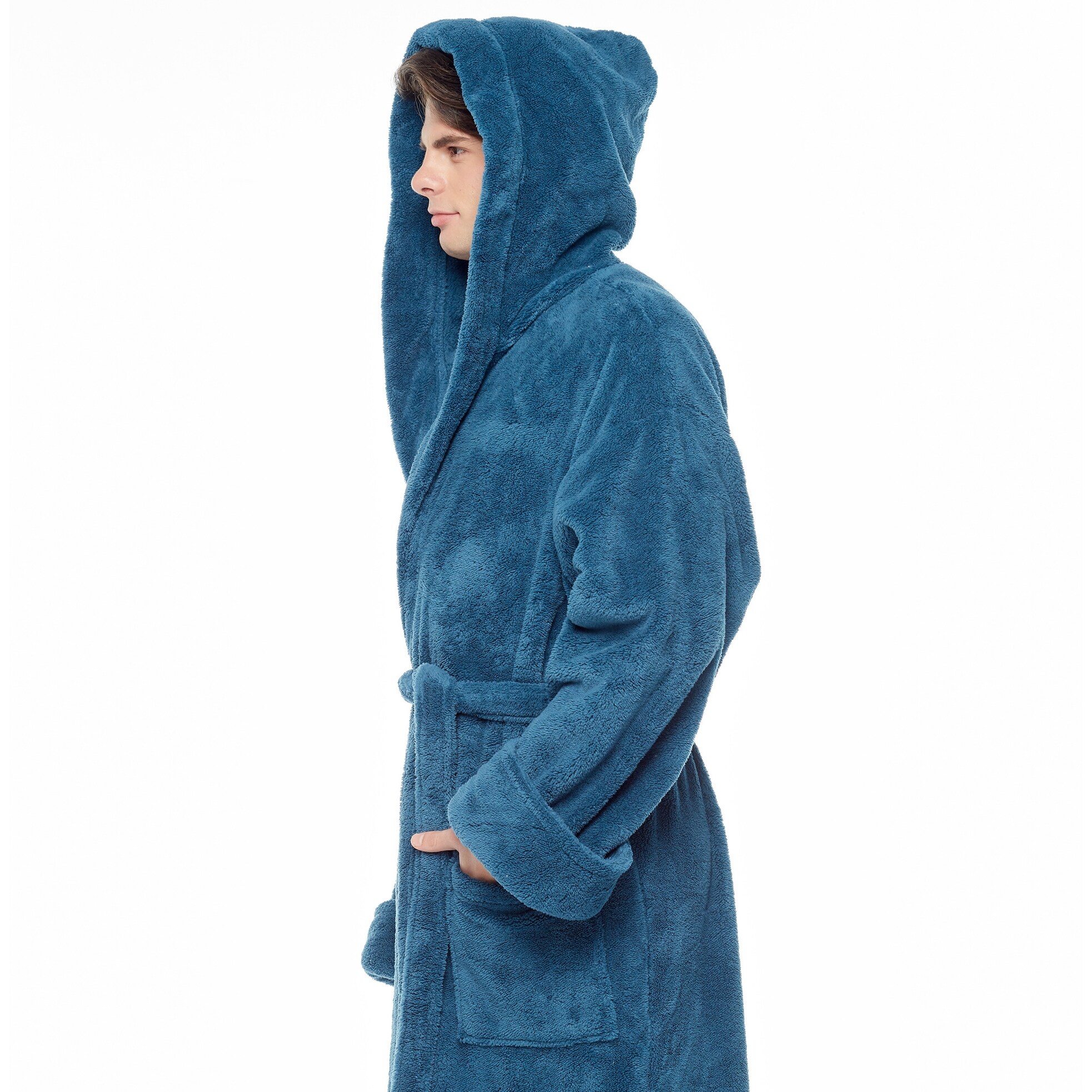 Soft mens robe with hood on sale