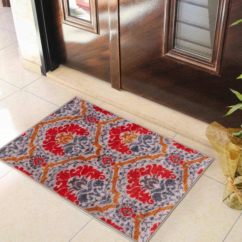 Superior Chloe Floral Damask Non-Slip Washable Indoor Runner or Area Rug