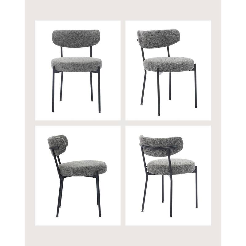 Set of 2 Upholstered Modern Kitchen Boucle Dining Chairs for Home, Kitchen
