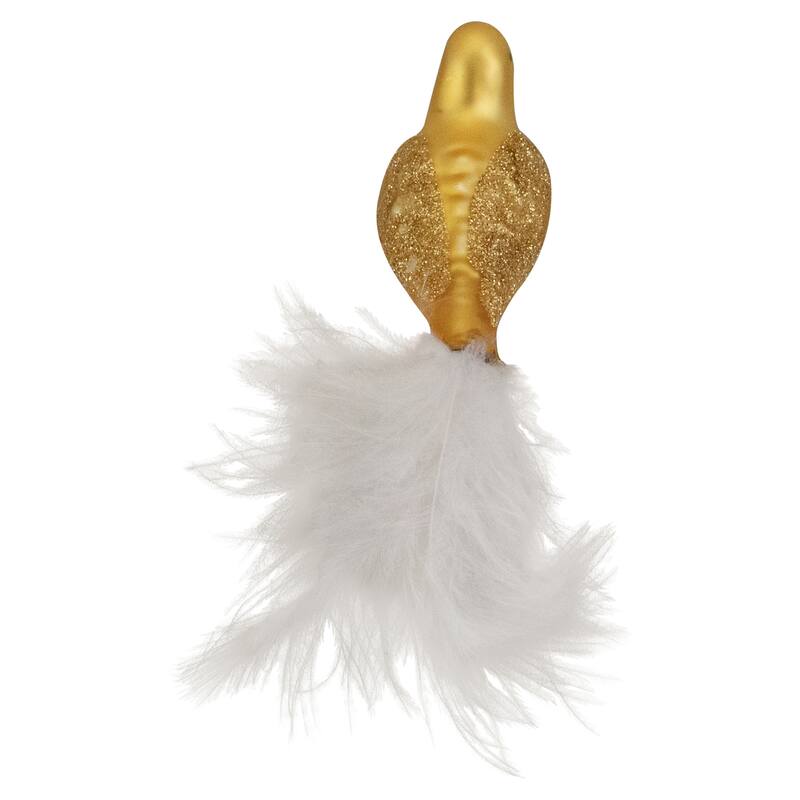 5.5" Gold Bird with Feather Tail Glass Clip On Christmas Ornament - 1.5"