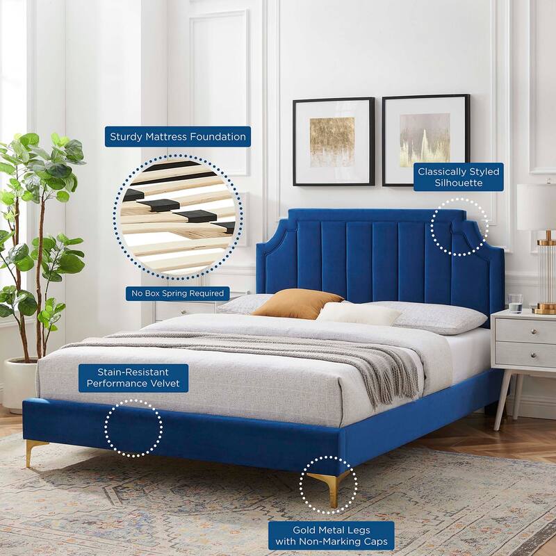 Sienna Performance Velvet Queen Platform Bed
