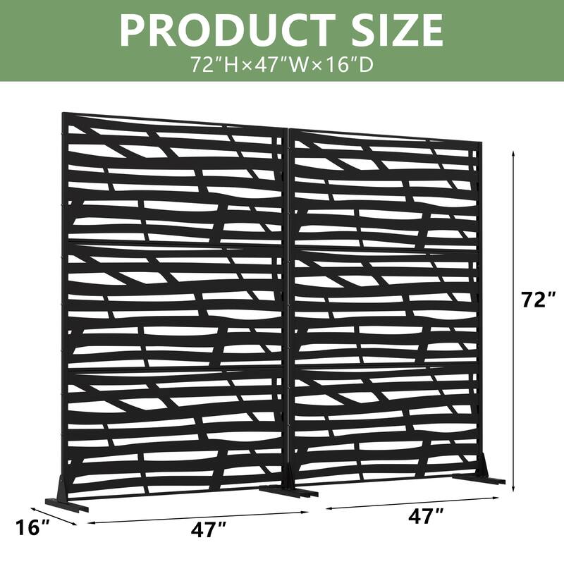 Metal Privacy Screen Fence Panel with Stylish Pattern Set of 2