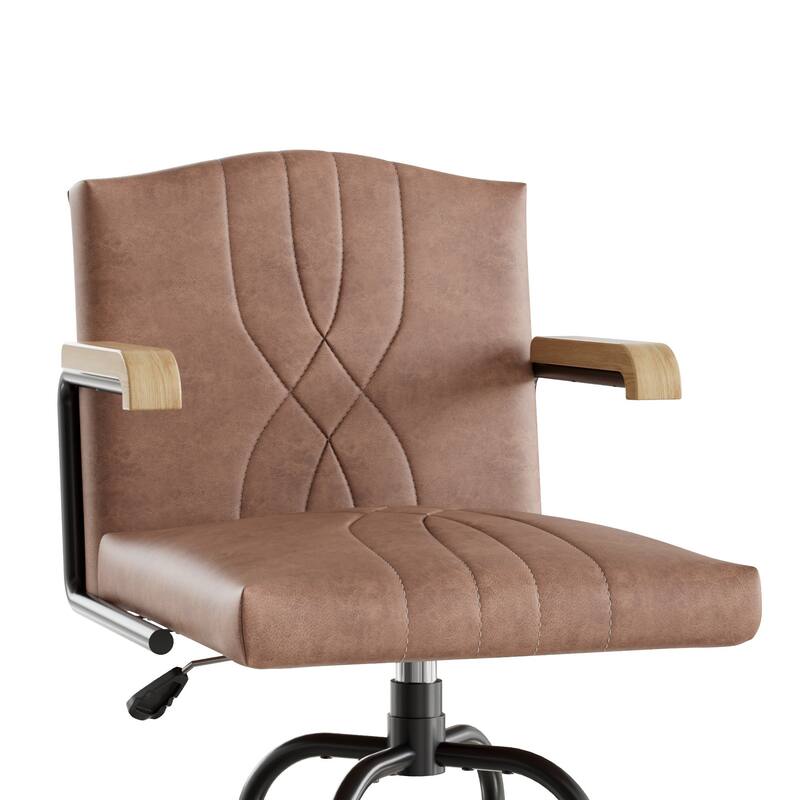 Bar Height Upholstered Bar Stools with Back PU Leather Seat and Wood Arms 30" Tall Bar Chairs 350 lb Weight Capacity