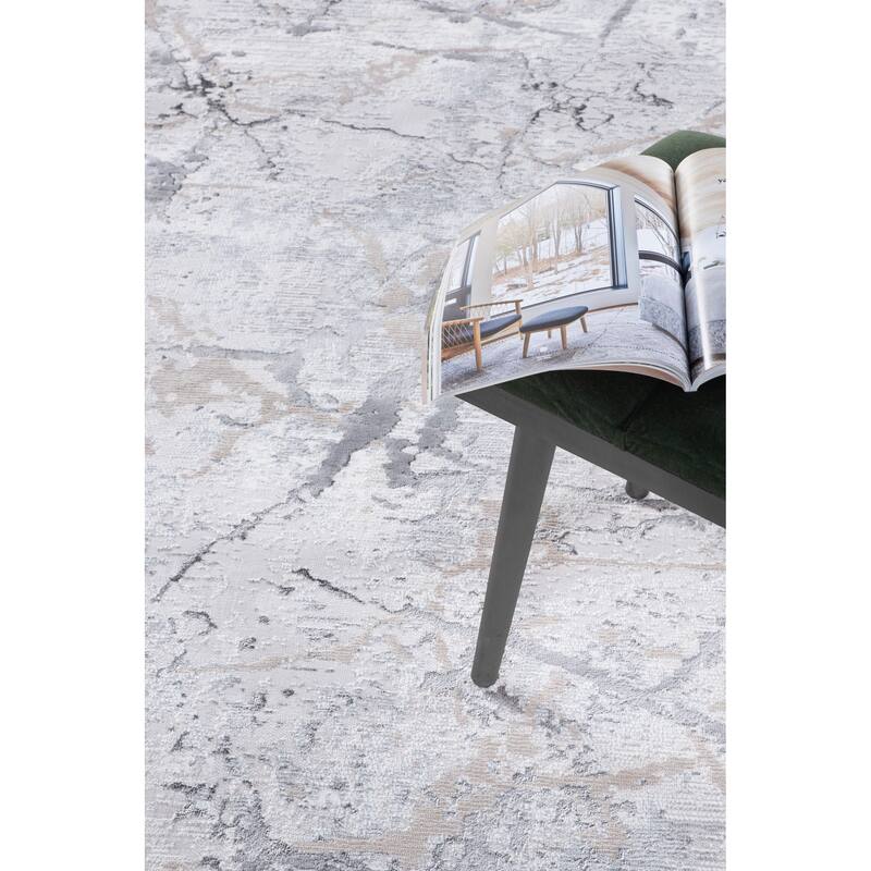 Elite Collection Grey/Beige Transitional Abstract Area Rug