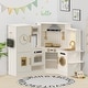 preview thumbnail 1 of 6, White Coner Wooden Play Kitchen with Real Lights & Sounds, Trendy Home Style Kitchen Playset, Gift for Boys & Girls Ages 3+