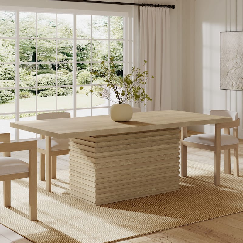 Christopher Knight Home - Coad Modern Wood Dining Table with Rectangular Pillar Base - Light Natural