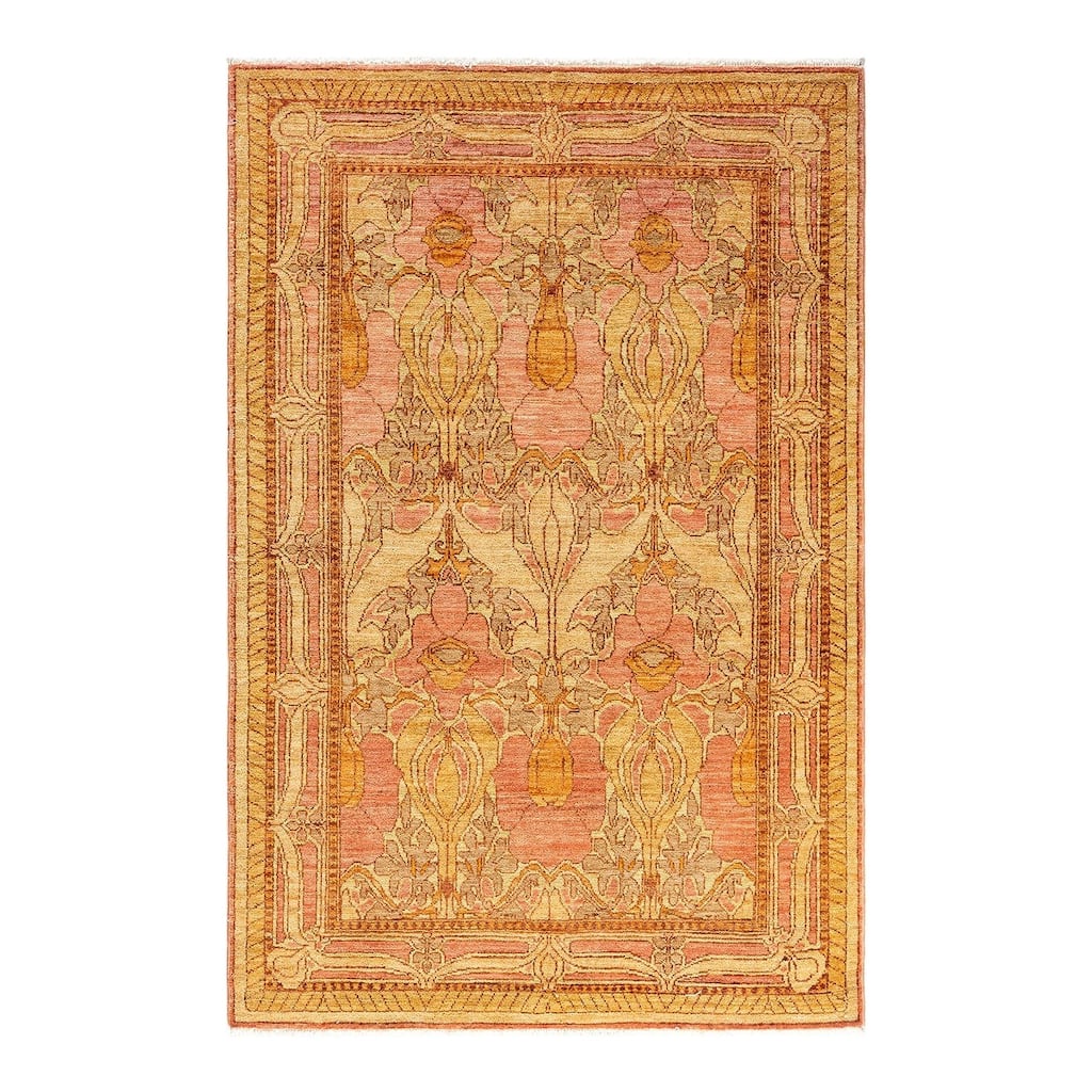 Overdyed, One-of-a-Kind Hand-Knotted Area Rug - Pink - 4' 0" x 6' 0"