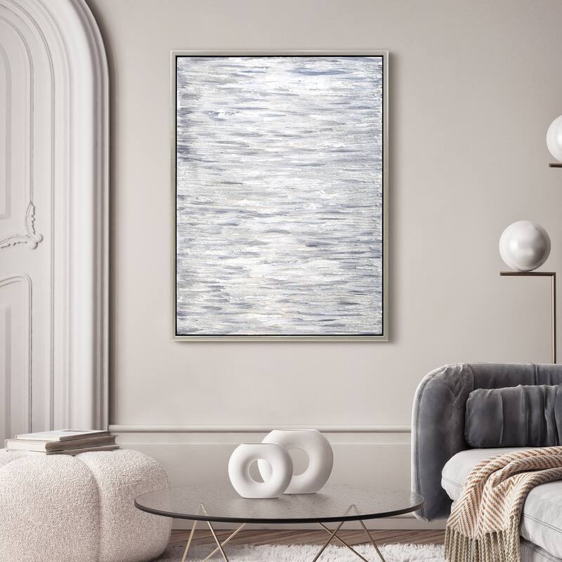 Gray Field Textured Glitter Hand Painted Canvas Wall Art