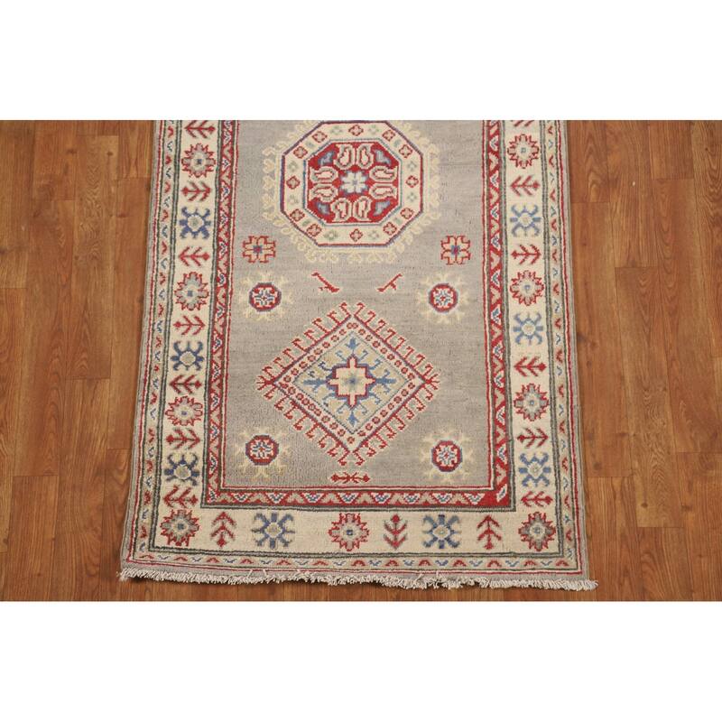 Kazak Runner Rug Handmade Geometric Wool Carpet - 2'9" x 19'3"