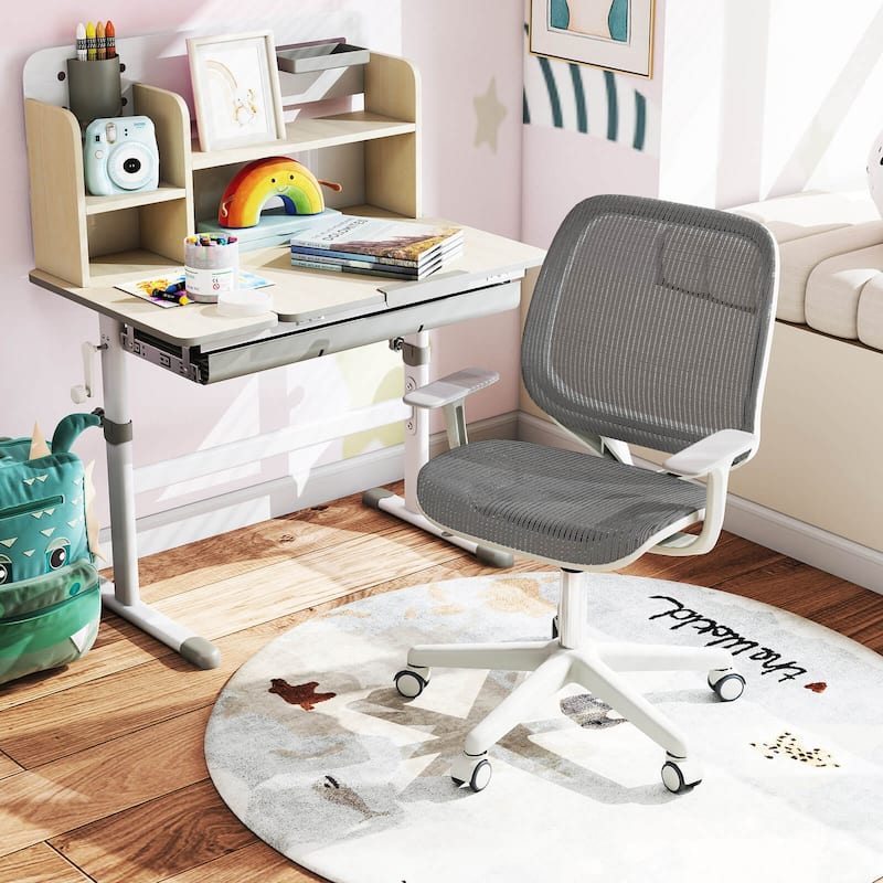 Costway Kids Desk Armchair Swivel Mesh Children Computer Chair with - See Details