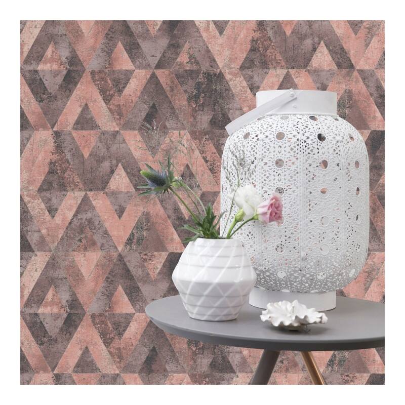 Rasch Shikhar Raspberry Geometric Wallpaper - 20.5 x 396 x 0.025
