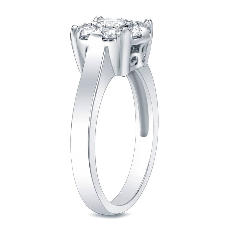 Auriya 14k Gold Round 3/4ctw Round Halo Cluster Diamond Engagement Ring
