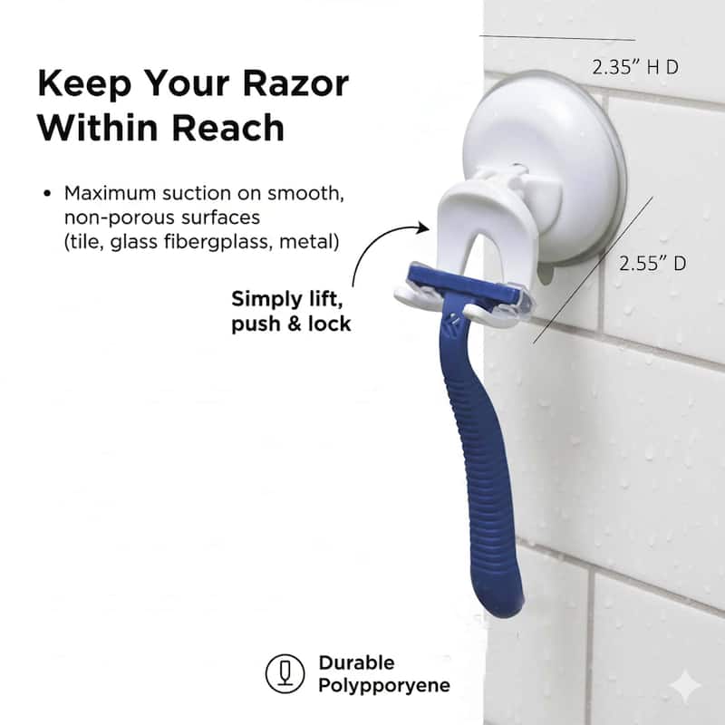 Suction Mounted Bath Men Razor Shaver Holder White