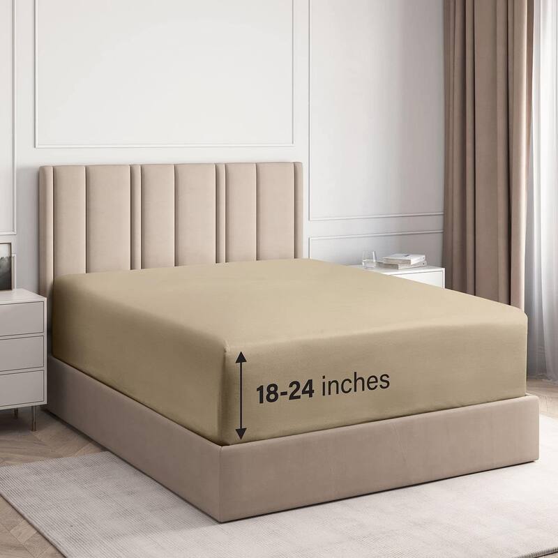 CGK Linens Microfiber Extra Deep Pocket 18" - 24" Inch Fitted Sheet