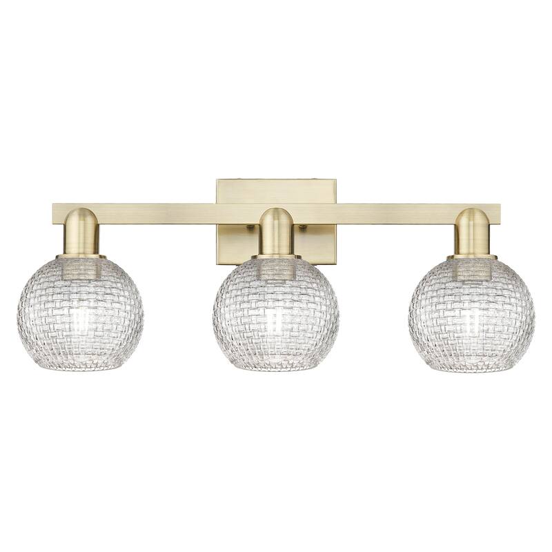 Innovations Lighting 716-3W-10-25 Athens Vanity Athens 3 Light 25" - Antique Brass / Clear Basketweave