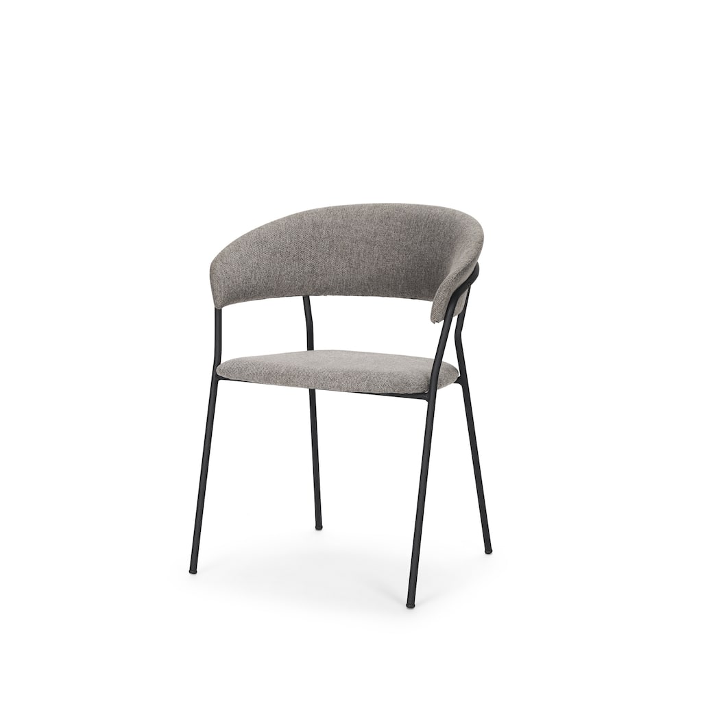 Carolyn Dining Chair w/ Gray Fabric & Matte Black Metal
