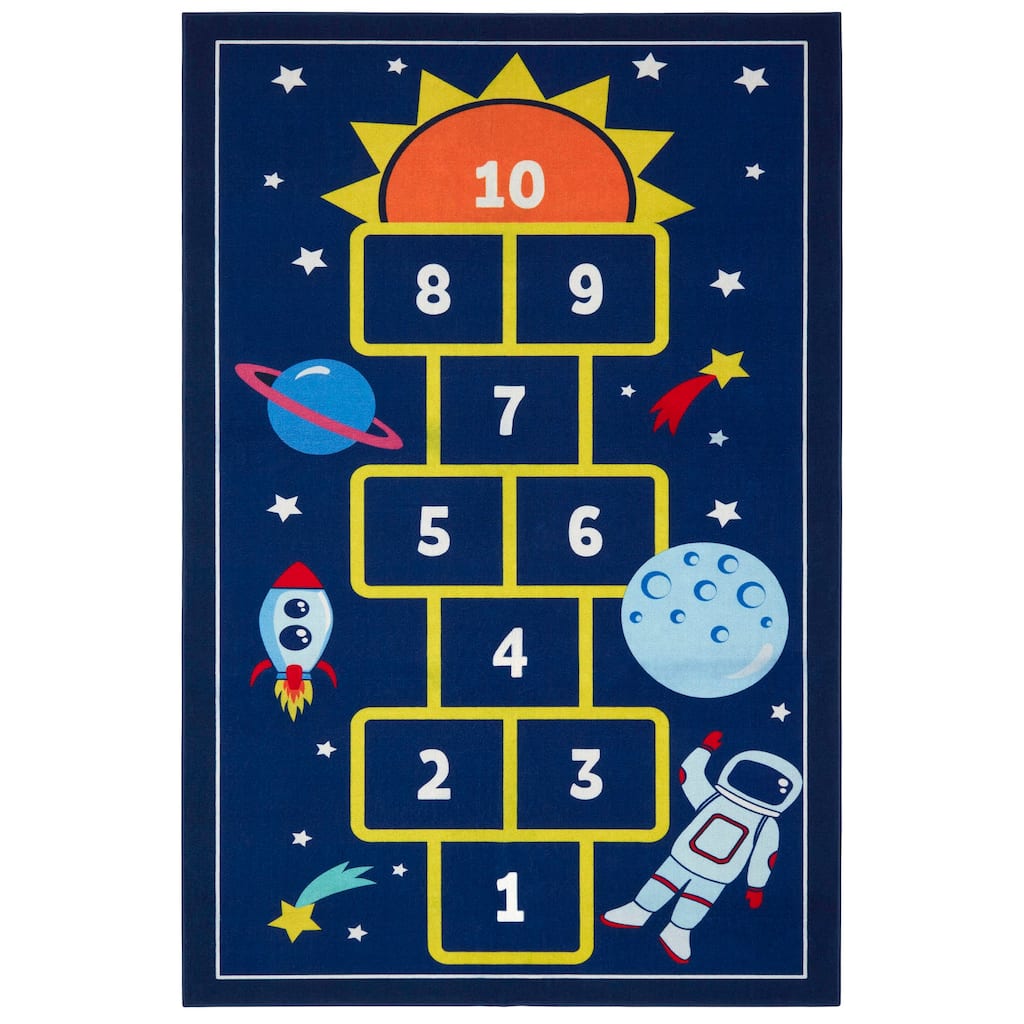Everwash Imagine Hopscotch Space Kid's Washable Area Rug