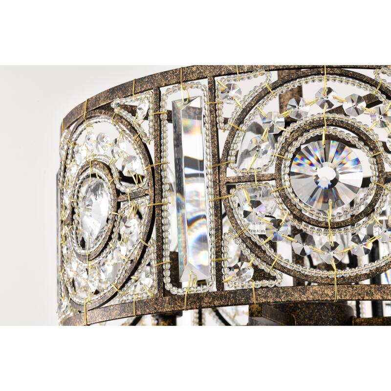 Sigyn Caged Drum Semi-Flushmount Ceiling Lamp with Crystal Ornaments Antique Bronze - Antique-Bronze