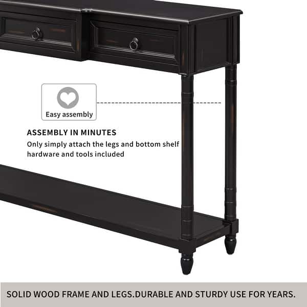 Medium Brown Wooden Console Table With Black Metal Frame And 3 Storage Drawers Medium Brown Wooden Console Table With Black Metal Frame And 3 Storage Drawers