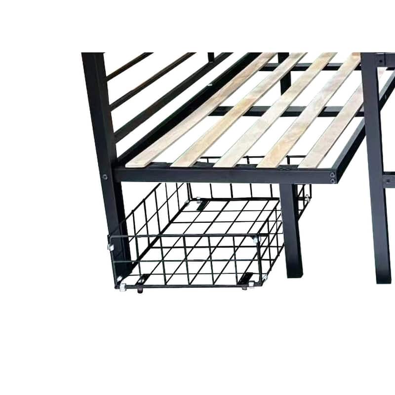 Steel Loft Bunk Bed with Transformable Table Sets