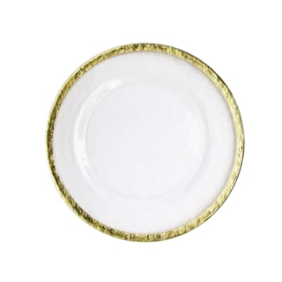 hammered ice gold band charger plate 12.6"d