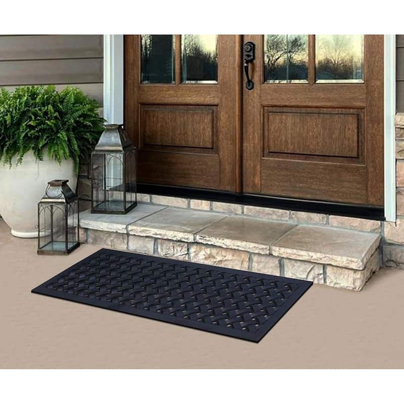 A1HC Heavy Weight Albertina Indoor/Outdoor Durable Rubber Doormat 18"X48", Black