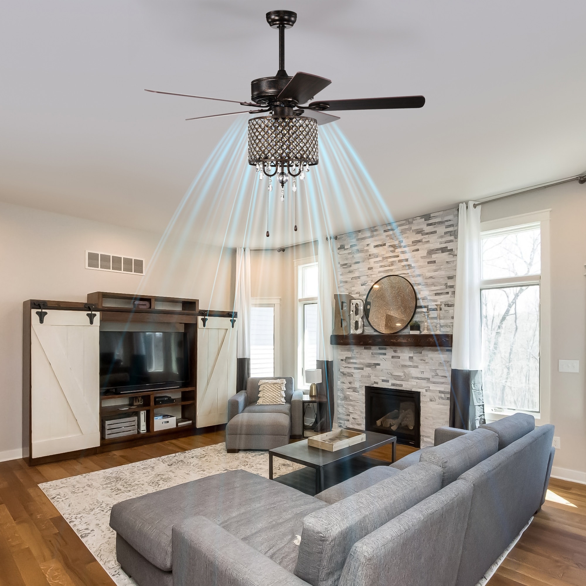 52 in. Smart Indoor Crystal Ceiling Fan with Integrated LED with Remote  Control (Bulb Not Included) - Bed Bath & Beyond - 40863954
