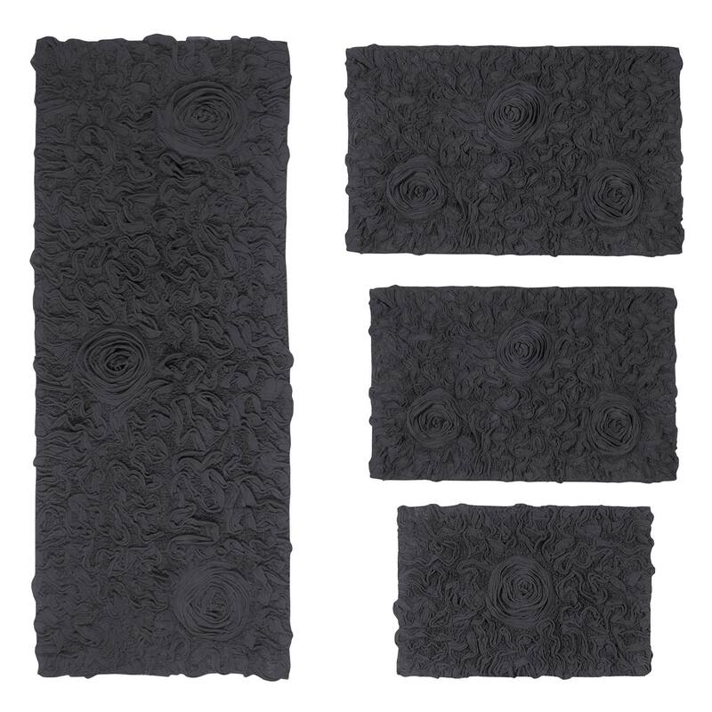 Home Weavers Modesto Collection 100% Cotton Bath Rug, Non-Slip Bath Rug, Extra Soft, Machine Wash, 4 Pcs Set with Runner