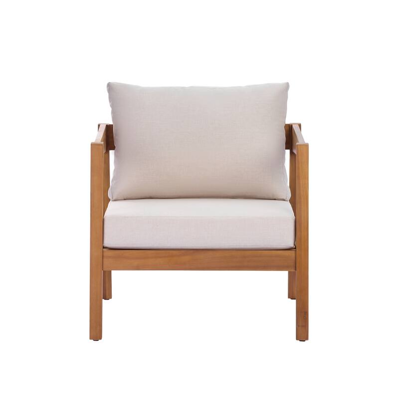 Christopher Knight Home Jovelle Acacia Wood 4-Piece Outdoor Patio Furniture Set with Cushion