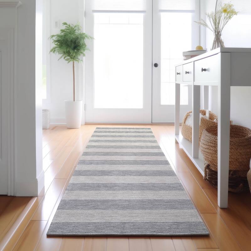 Premium Washable Super Soft Cabana Stripe Mayfield Rug - Pewter - 2' 3" x 7' 6" - Runner